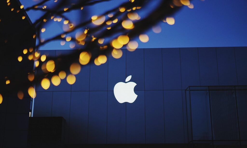 apple, bokeh, building, lights, logo, blue logo, blue building, blue apple, blue bokeh, logo, logo, logo, logo, logo
